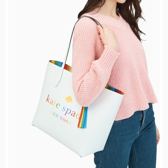 NWT KATE SPADE RAINBOW OPEN TOTE & WRISTLET - Picture 2 of 8